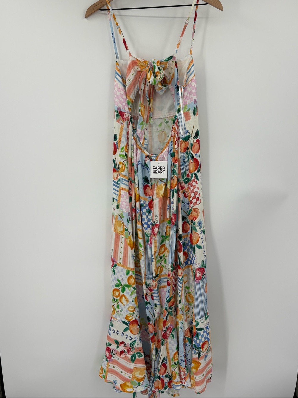 Paper Heart Fruit Patchwork Tie Back Maxi Dress Anthropologie L NWT Euro Summer - Picture 10 of 14